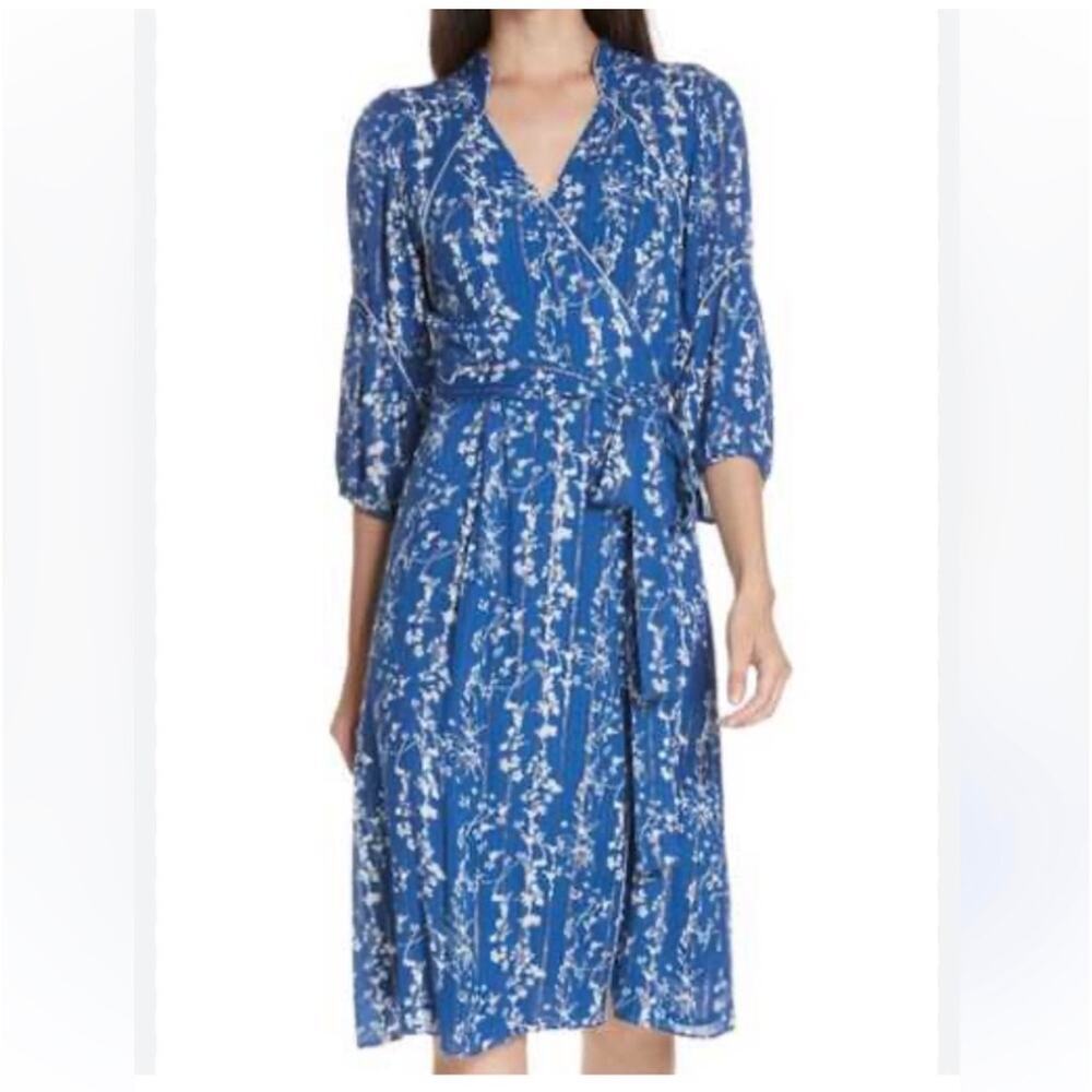 Ba&Sh Follia Blue Floral Wrap Dress size Small